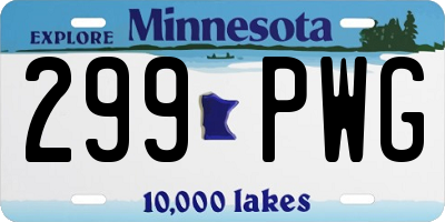 MN license plate 299PWG