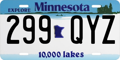 MN license plate 299QYZ