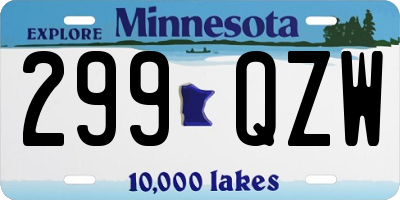 MN license plate 299QZW