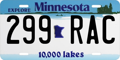 MN license plate 299RAC