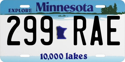 MN license plate 299RAE
