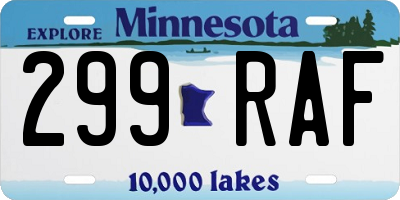 MN license plate 299RAF