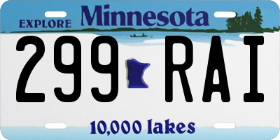 MN license plate 299RAI