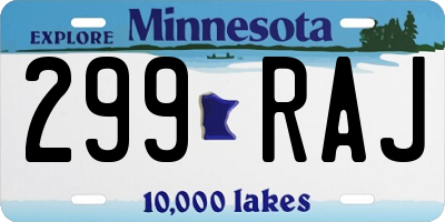 MN license plate 299RAJ