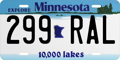 MN license plate 299RAL