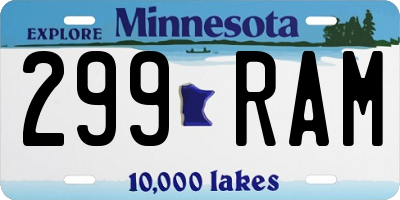 MN license plate 299RAM