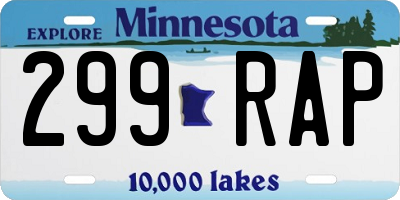 MN license plate 299RAP