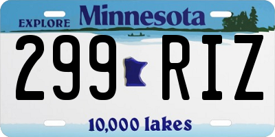 MN license plate 299RIZ