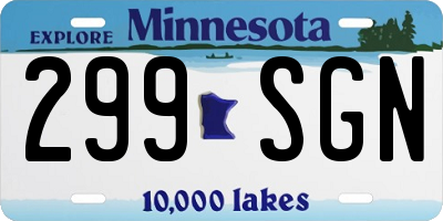 MN license plate 299SGN