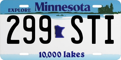 MN license plate 299STI