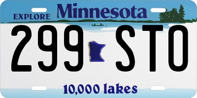 MN license plate 299STO