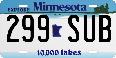 MN license plate 299SUB
