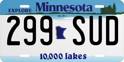 MN license plate 299SUD