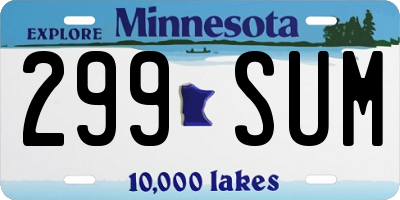 MN license plate 299SUM