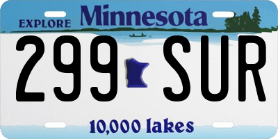 MN license plate 299SUR