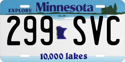 MN license plate 299SVC