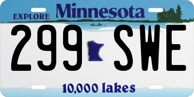 MN license plate 299SWE