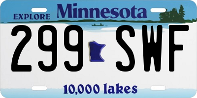 MN license plate 299SWF