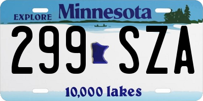 MN license plate 299SZA