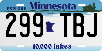 MN license plate 299TBJ