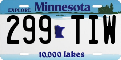 MN license plate 299TIW
