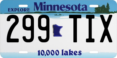 MN license plate 299TIX