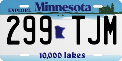 MN license plate 299TJM