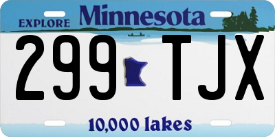 MN license plate 299TJX
