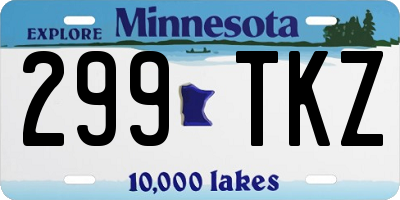 MN license plate 299TKZ