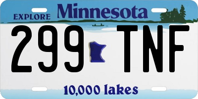 MN license plate 299TNF