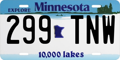 MN license plate 299TNW