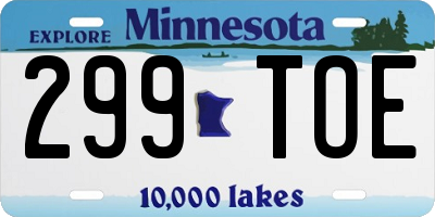 MN license plate 299TOE