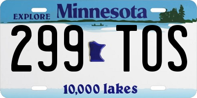 MN license plate 299TOS