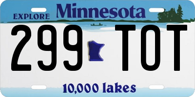 MN license plate 299TOT