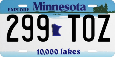 MN license plate 299TOZ