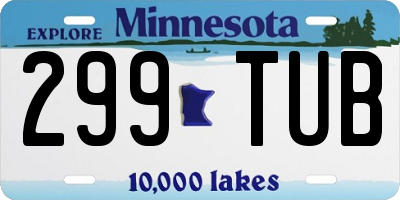 MN license plate 299TUB
