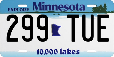 MN license plate 299TUE
