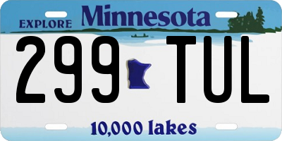 MN license plate 299TUL