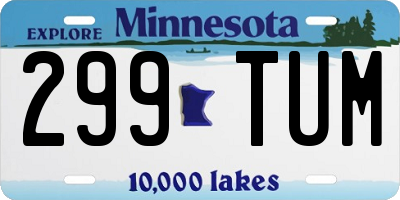 MN license plate 299TUM