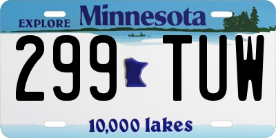 MN license plate 299TUW