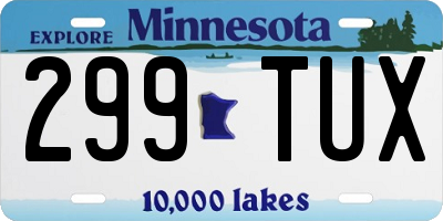 MN license plate 299TUX