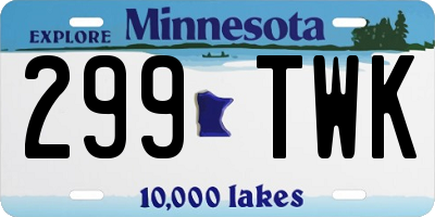 MN license plate 299TWK