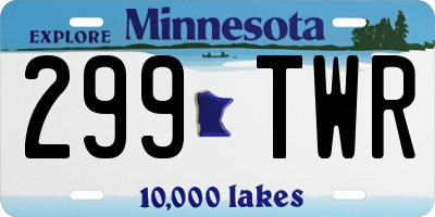 MN license plate 299TWR