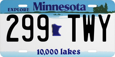 MN license plate 299TWY
