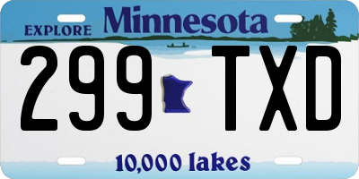 MN license plate 299TXD