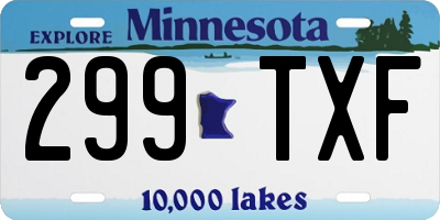 MN license plate 299TXF