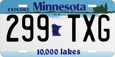 MN license plate 299TXG