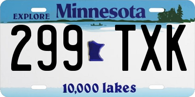 MN license plate 299TXK