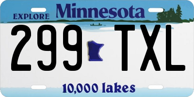 MN license plate 299TXL