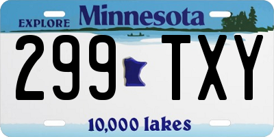 MN license plate 299TXY